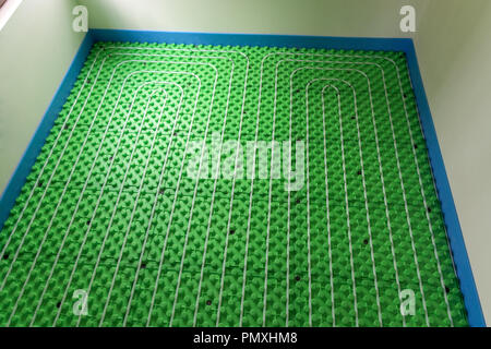 Part of floor heating installation - hydronic system Stock Photo