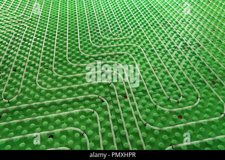 Part of floor heating installation - hydronic system Stock Photo