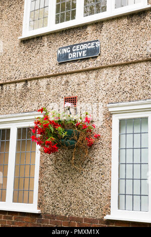 Liverpool Wirral Port Sunlight Village King Georges Drive typical workers Edwardian family cottage house museum leaded windows flower basket