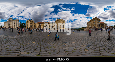 360 degree panoramic view of entrance to Prague castle