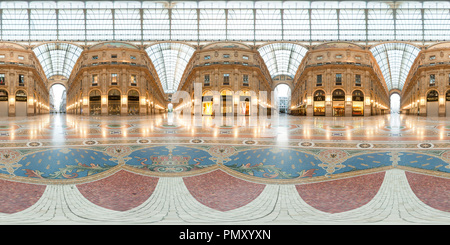 360 degree panoramic view of Galleria Vittorio Emanuele II