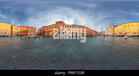 360 degree panoramic view of Sunrise over Piazza Navona - Rome - Italy