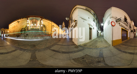 360 degree panoramic view of mosque of cordoba at night