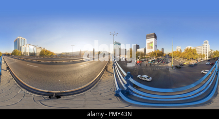 360 degree panoramic view of azca financial district in paseo de la castellana. madrid. spain