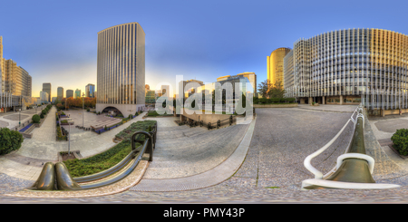 360 degree panoramic view of azca and picasso tower. madrid. spain