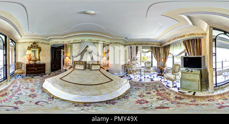 360 degree panoramic view of Suite of Cipriani Hotel. Venice. Italy