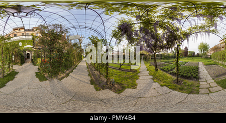 360 degree panoramic view of gardens of cipriani hotel. venice. italy