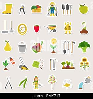 Gardening work, farming seamless pattern. Flat style design. Vector illustration Stock Vector