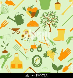 Gardening background. Seamless Pattern. Vector illustration Stock Vector