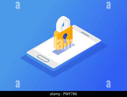 GDPR isometric concept. Protection of personal data. Vector illustration. Stock Vector