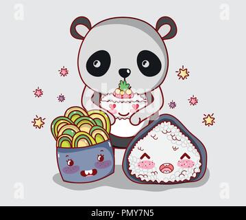 Sushi and panda kawaii Stock Vector