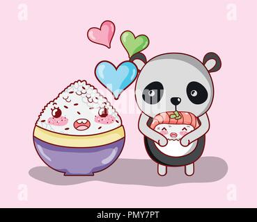 Sushi and panda kawaii Stock Vector