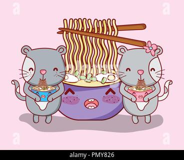Cats and sushi kawaii Stock Vector