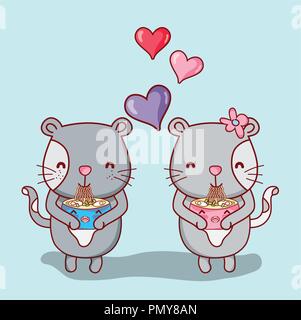 Cats and sushi kawaii Stock Vector
