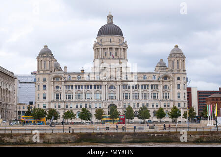 Liverpool Pier Head Port of Liverpool building was Mersey Docks and Harbour Board Offices Edwardian Baroque built 1907 waterfront embankment Stock Photo