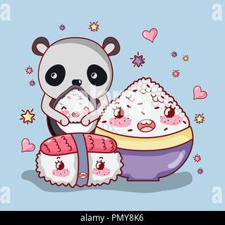 Sushi and panda kawaii Stock Vector