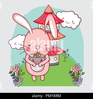 Rabbit and japanese food Stock Vector