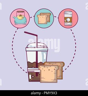 Delicious breakfast cartoons Stock Vector