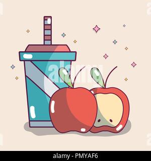 Apples fruits and juice Stock Vector
