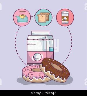 Delicious breakfast cartoons Stock Vector
