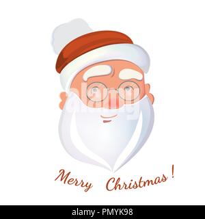 Santa Claus face isolated on white background. Santa head in hat vector for your design. Stock Vector