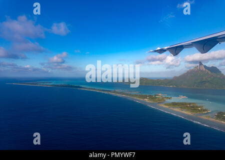 bora bora island french polynesia aerial airplane view panorama landscape Stock Photo