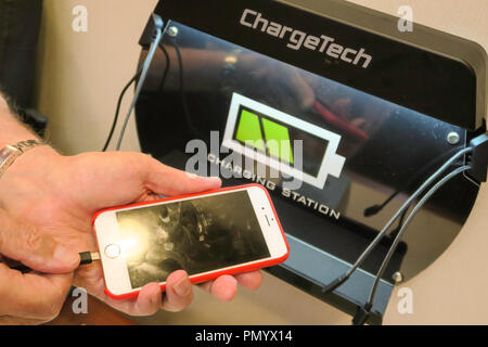 ChargeTech Electronic Battery Charging Station, USA Stock Photo