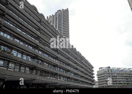 Barbican Estate apartments and tower in the City of London England UK  KATHY DEWITT Stock Photo