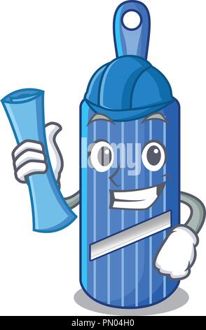 Architect character vintage wooden shredder slicer mandoline Stock Vector