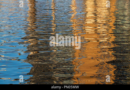 Colourful reflections in water in Stavanger, Norway. Ideal for a background image. Stock Photo