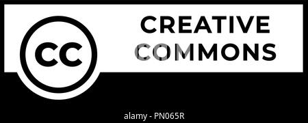 Creative commons rights management sign with circular CC icon Stock Vector