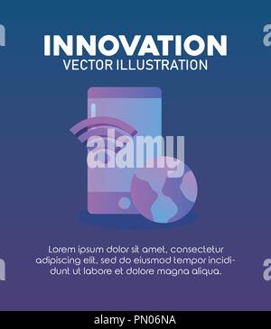 world smartphone wifi internet innovation vector illustration Stock Vector