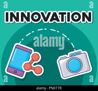 smartphone camera sharing data innovation vector illustration Stock Vector