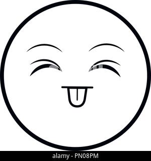 smiley face tongue out emoji hand drawing design Stock Vector Image ...
