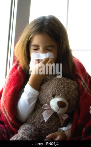 little Girl Sick Stock Photo