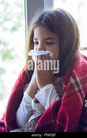 little Girl Sick Stock Photo