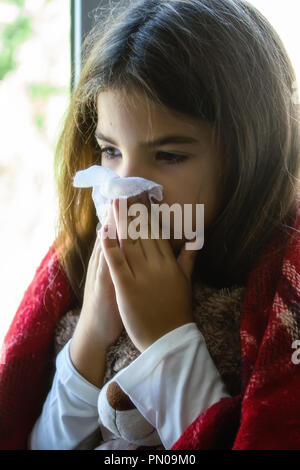 little Girl Sick Stock Photo