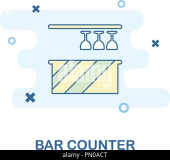 Bar Counter creative icon in color. Simple element illustration. Bar Counter concept symbol design from Bar and Restaurant collection. Can be used for Stock Vector