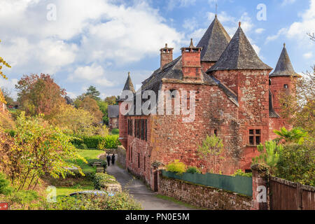 France, Correze, Dordogne Valley,  Collonges la Rouge, labelled Les Plus Beaux Villages de France (The Most Beautiful Villages of France), village bui Stock Photo