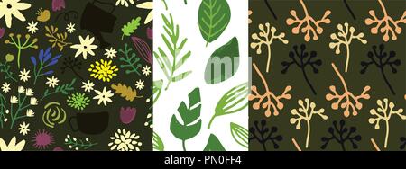 Vector hand drawn floral pattern, delicate flowers Stock Vector