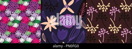 Vector hand drawn floral pattern, delicate flowers Stock Vector