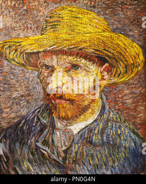Van Gogh self portrait, 'Self-portrait with Straw Hat', 1887 Stock Photo