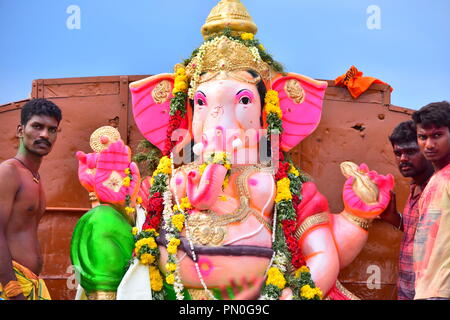 Anaipatti, Tamilnadu - India - September 15 2018: An idol of elephant-headed Hindu god Ganesha Stock Photo