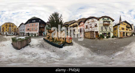 360 degree panoramic view of Walk on the square in Hallstatt