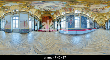 360 degree panoramic view of Le magnifique plafond de la Salle des Illustres du Capitole de Toulouse  -  France