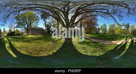 360 degree panoramic view of Zruc nad Sazavou Castle - trees in the park (color version)