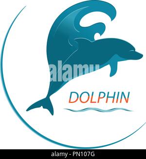 Logo Dolphin and Wave Stock Vector