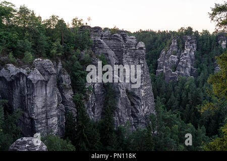 Landscapes of Saxon Switzerland - is the German part of Elbe Sandstone Mountains. Stock Photo