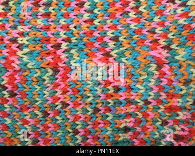 Colorful croched fabric, colorful pattern. Stock Photo