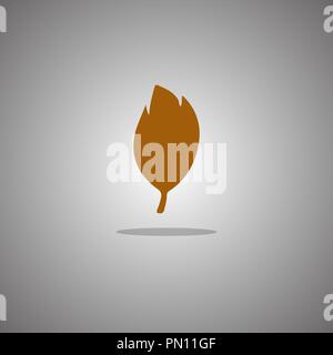 Brown leaf. Vector illustration. Gray background with gradient Stock Vector